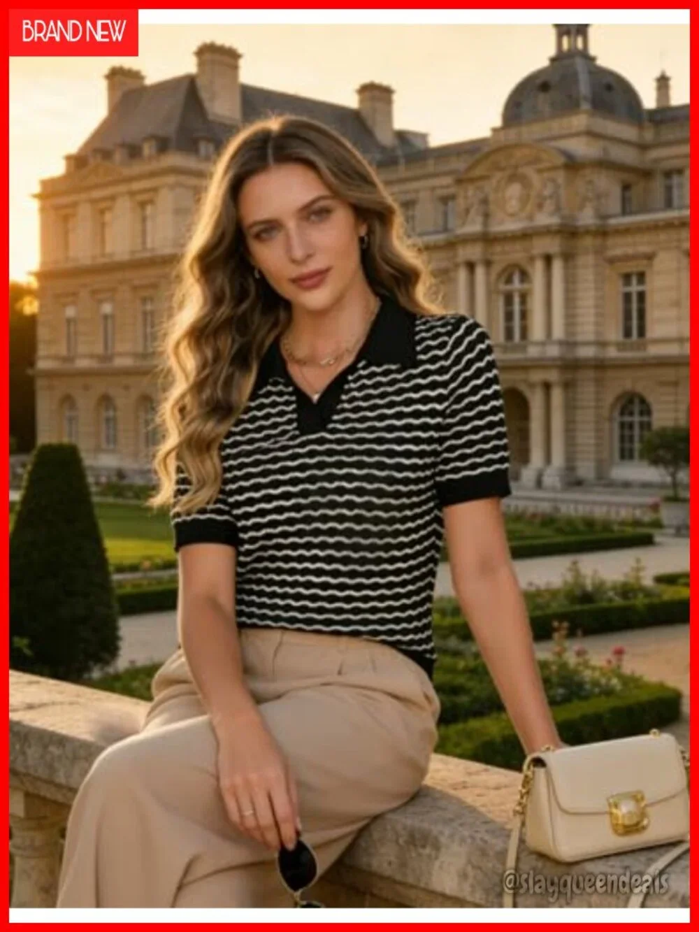 Women's Short Sleeve Knit Polo Sweater V-Neck Lightweight Pullover
